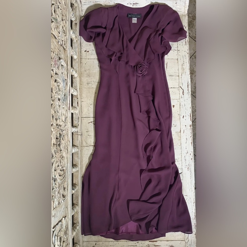 Vintage BB Collection Sheer Dress with Satin Slip Rose & Ruffles - Size 6